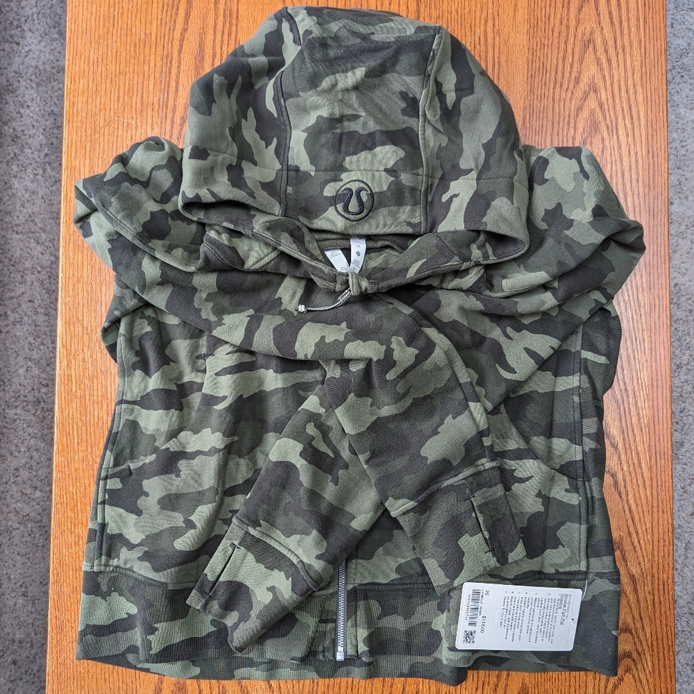 Lululemon Scuba Full Zip Hoodie Camo Green
